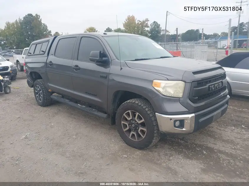 TOYOTA TUNDRA 2016, VIN 5TFDY5F17GX531804