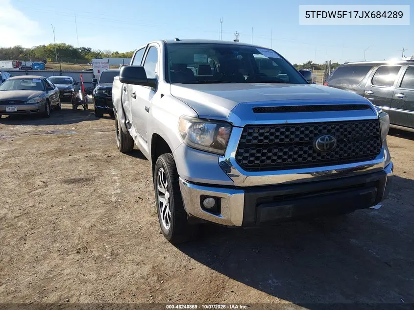 TOYOTA TUNDRA 2018, VIN 5TFDW5F17JX684289
