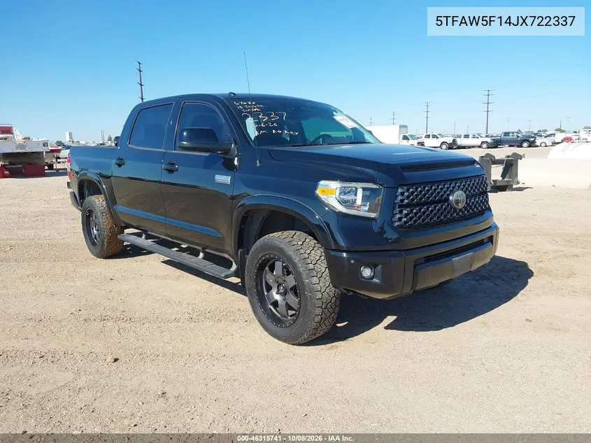 TOYOTA TUNDRA 2018, VIN 5TFAW5F14JX722337