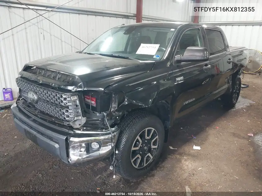 2019 TOYOTA TUNDRA VIN 5TFDY5F16KX812355 — фото 2