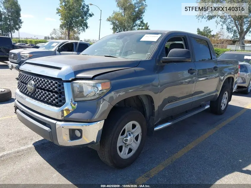 2019 TOYOTA TUNDRA VIN 5TFEM5F1XKX140316 — фото 2