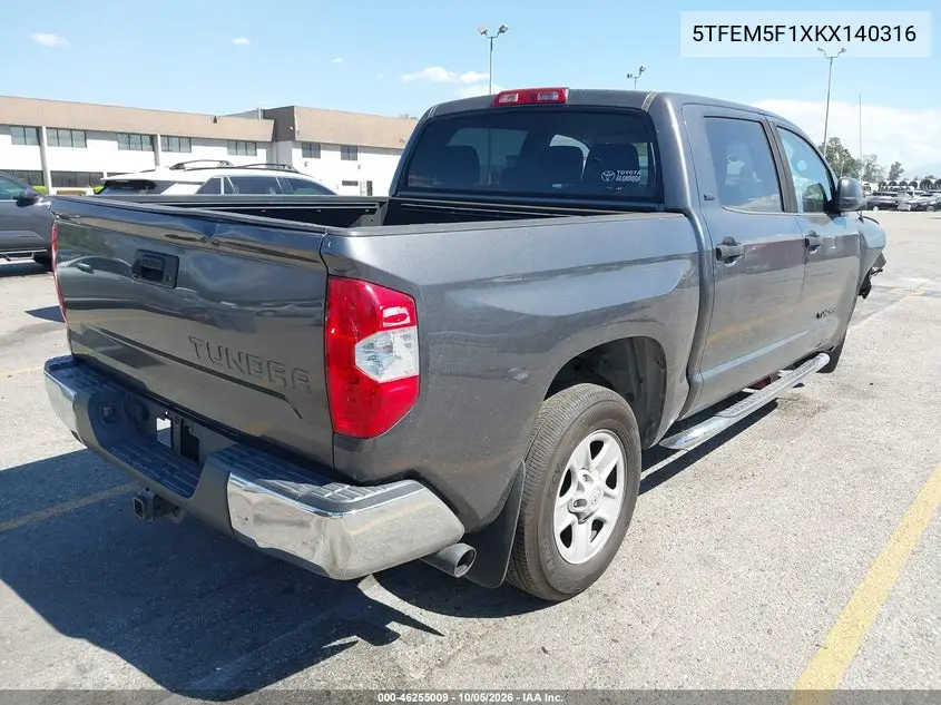 2019 TOYOTA TUNDRA VIN 5TFEM5F1XKX140316 — фото 4