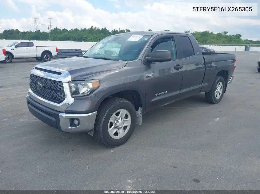 2020 TOYOTA TUNDRA VIN 5TFRY5F16LX265305 — фото 2