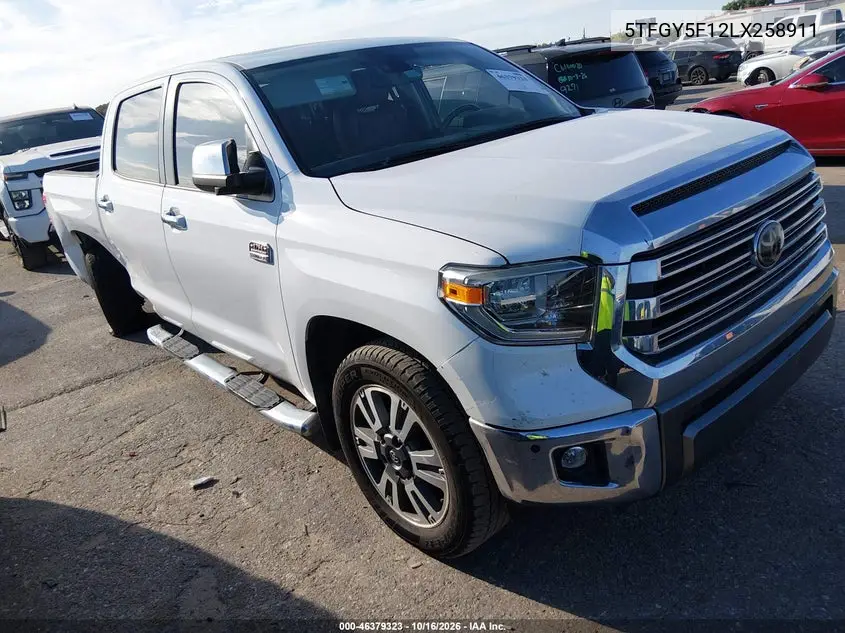 TOYOTA TUNDRA 2020, VIN 5TFGY5F12LX258911