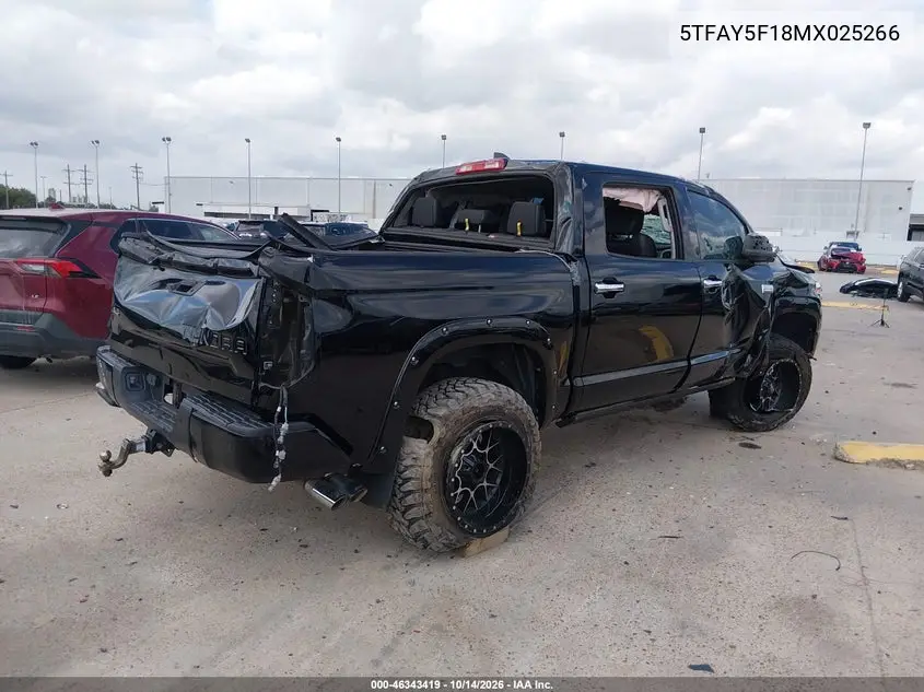 2021 TOYOTA TUNDRA VIN 5TFAY5F18MX025266 — фото 4