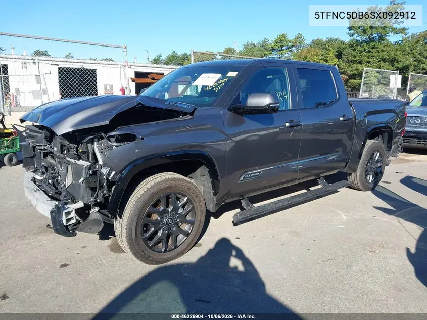 2025 TOYOTA TUNDRA VIN 5TFNC5DB6SX092912 — фото 2