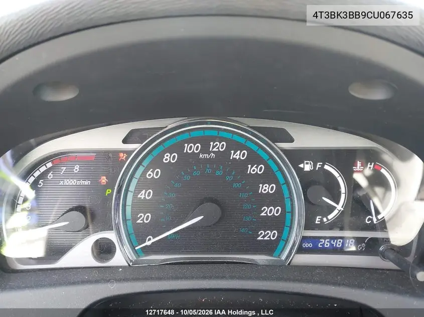 2012 TOYOTA VENZA VIN 4T3BK3BB9CU067635 — фото 7