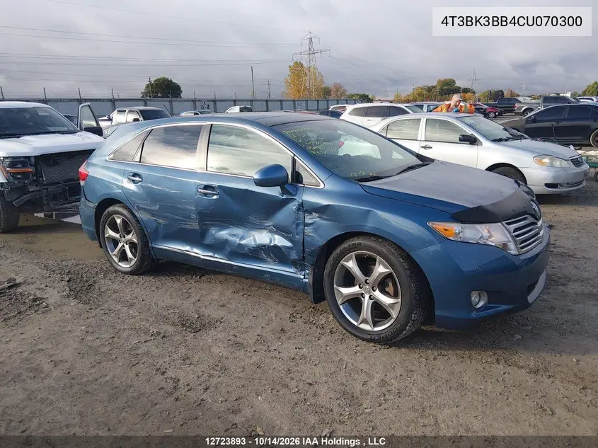 TOYOTA VENZA 2012, VIN 4T3BK3BB4CU070300