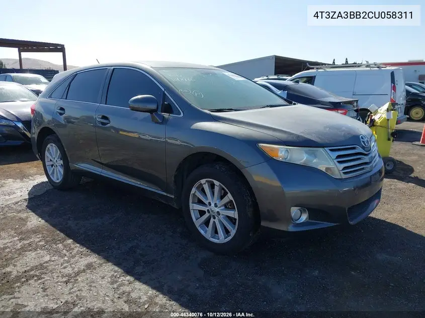 TOYOTA VENZA 2012, VIN 4T3ZA3BB2CU058311