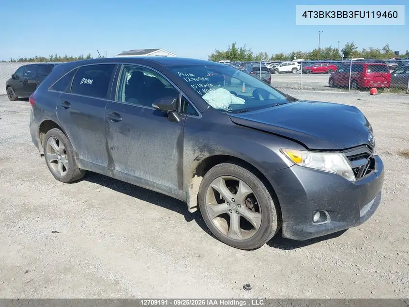 TOYOTA VENZA 2015, VIN 4T3BK3BB3FU119460