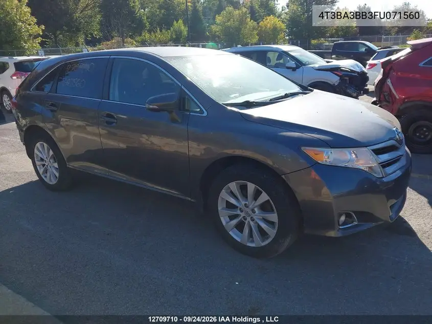 TOYOTA VENZA 2015, VIN 4T3BA3BB3FU071560