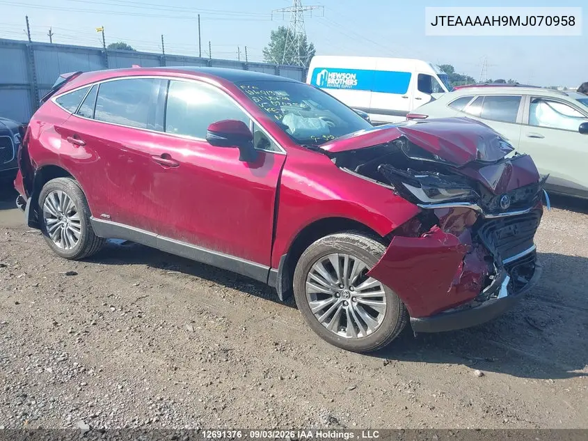 TOYOTA VENZA 2021, VIN JTEAAAAH9MJ070958
