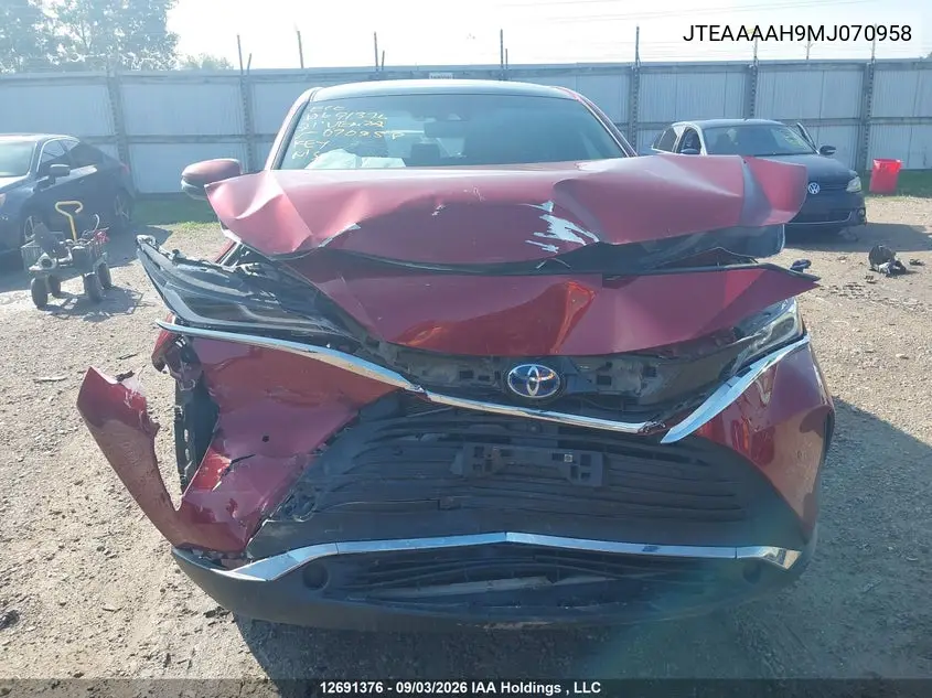 2021 TOYOTA VENZA VIN JTEAAAAH9MJ070958 — фото 12