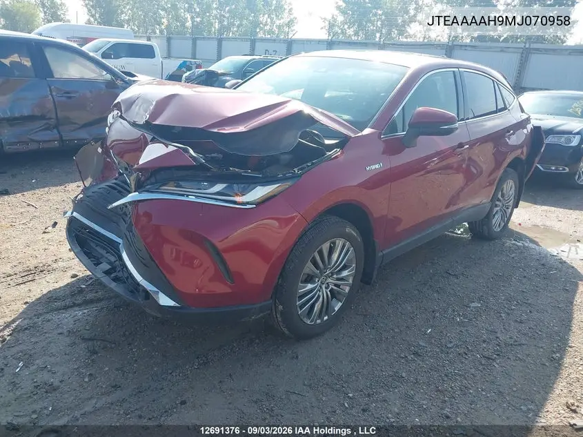 2021 TOYOTA VENZA VIN JTEAAAAH9MJ070958 — фото 2