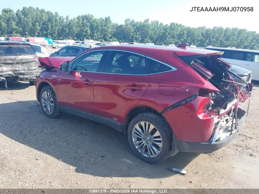 2021 TOYOTA VENZA VIN JTEAAAAH9MJ070958 — фото 3