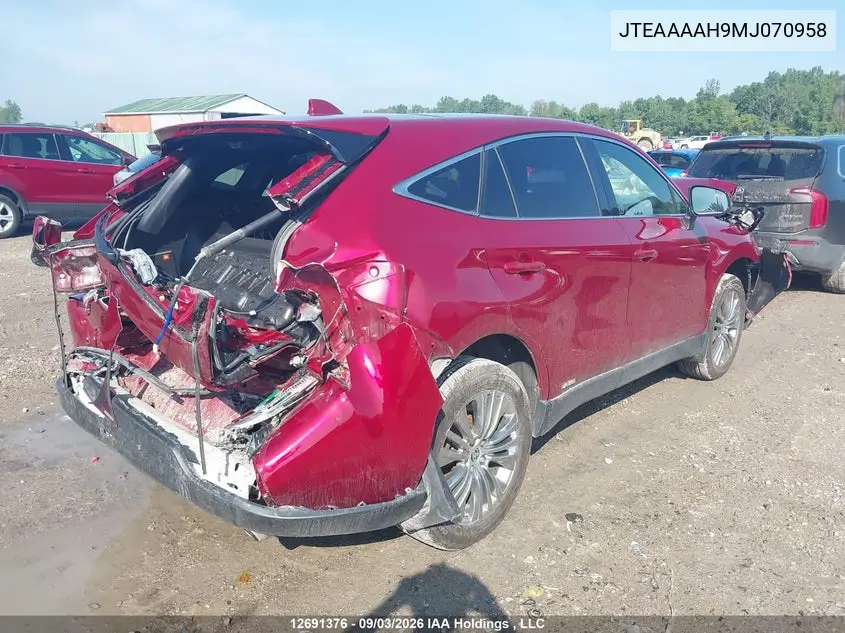 2021 TOYOTA VENZA VIN JTEAAAAH9MJ070958 — фото 4