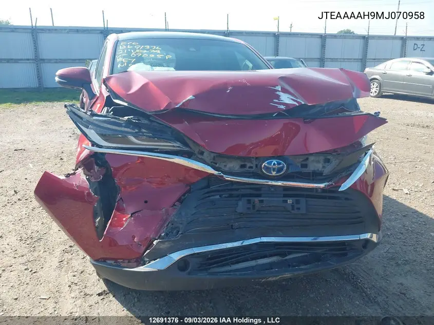 2021 TOYOTA VENZA VIN JTEAAAAH9MJ070958 — фото 6