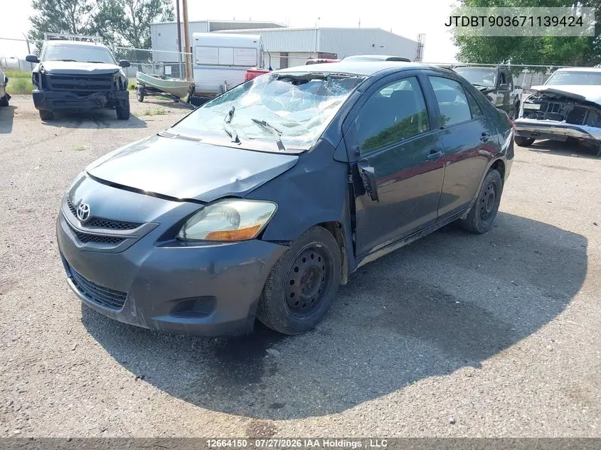 2007 TOYOTA YARIS VIN JTDBT903671139424 — фото 2