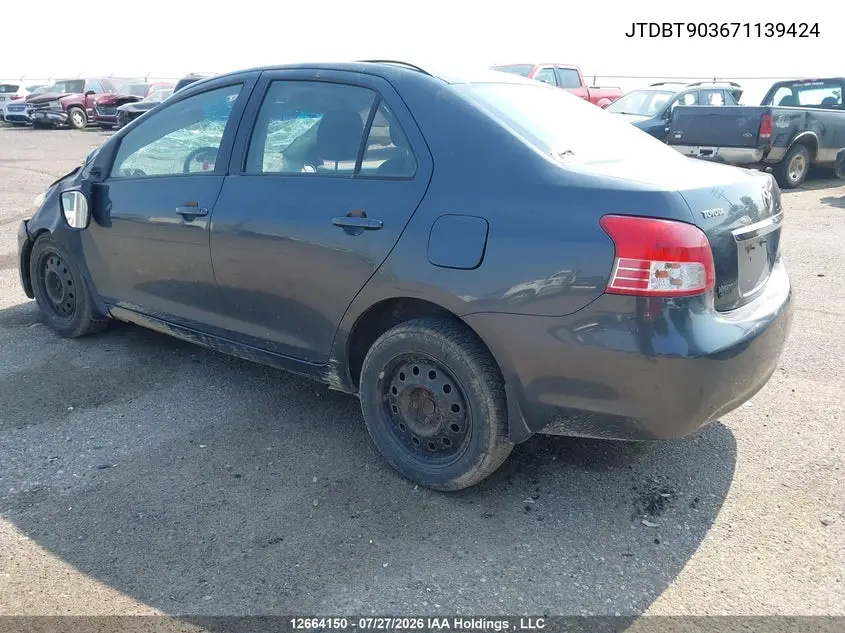 2007 TOYOTA YARIS VIN JTDBT903671139424 — фото 3