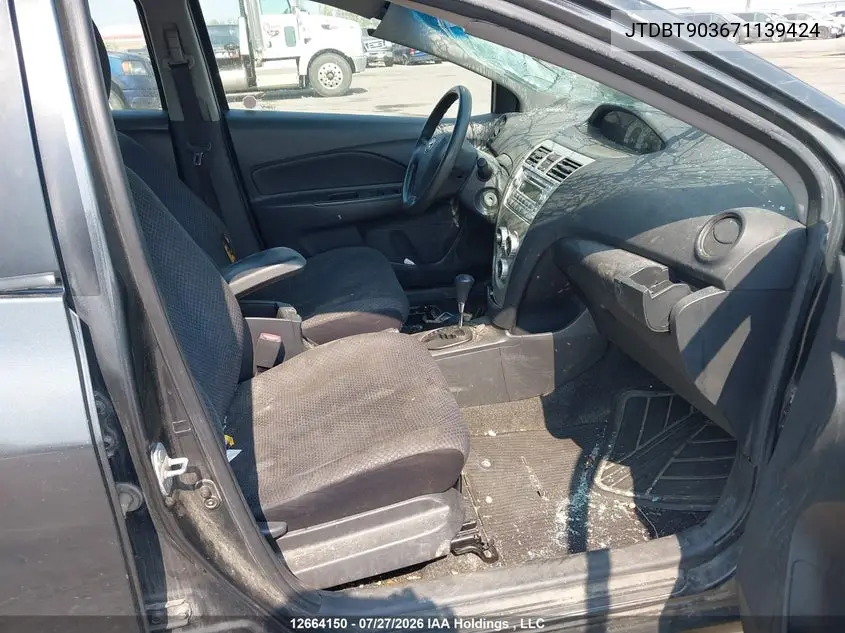 2007 TOYOTA YARIS VIN JTDBT903671139424 — фото 5
