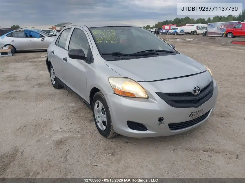 TOYOTA YARIS 2007, VIN JTDBT923771137730