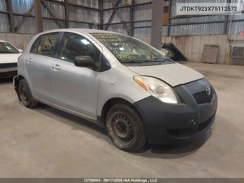 TOYOTA YARIS 2007, VIN JTDKT923X75112572
