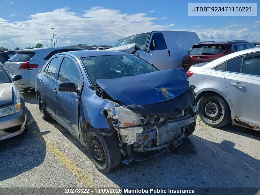 TOYOTA YARIS 2007, VIN JTDBT923471156221