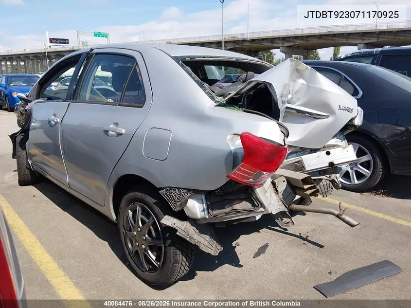 2007 TOYOTA YARIS VIN JTDBT923071170925 — фото 3