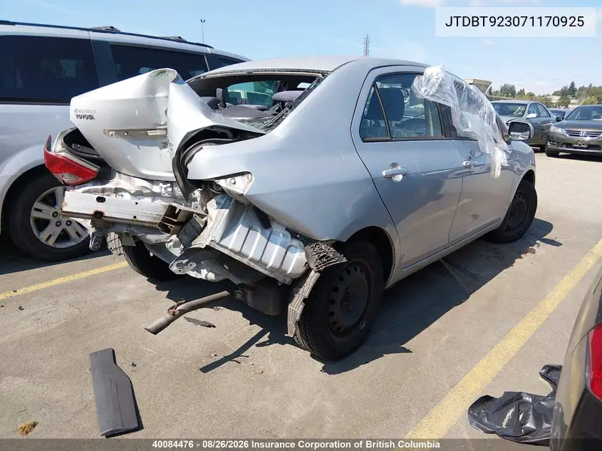 2007 TOYOTA YARIS VIN JTDBT923071170925 — фото 4