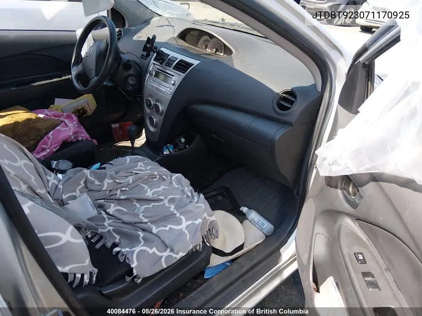 2007 TOYOTA YARIS VIN JTDBT923071170925 — фото 5