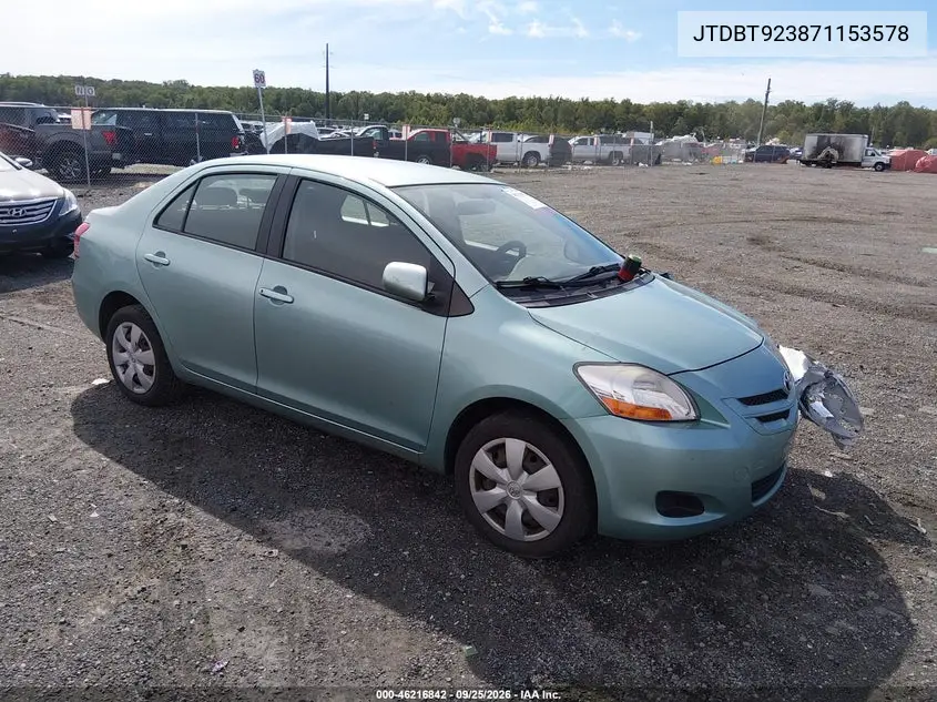 TOYOTA YARIS 2007, VIN JTDBT923871153578
