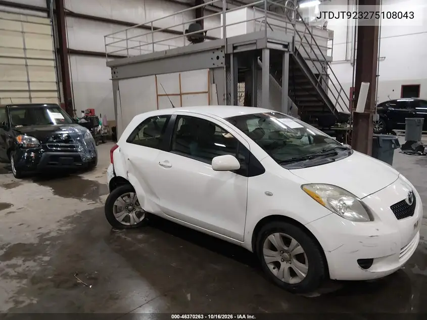 TOYOTA YARIS 2007, VIN JTDJT923275108043