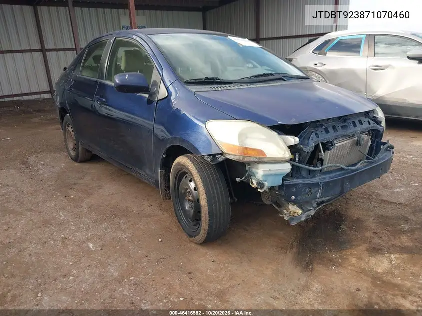 TOYOTA YARIS 2007, VIN JTDBT923871070460