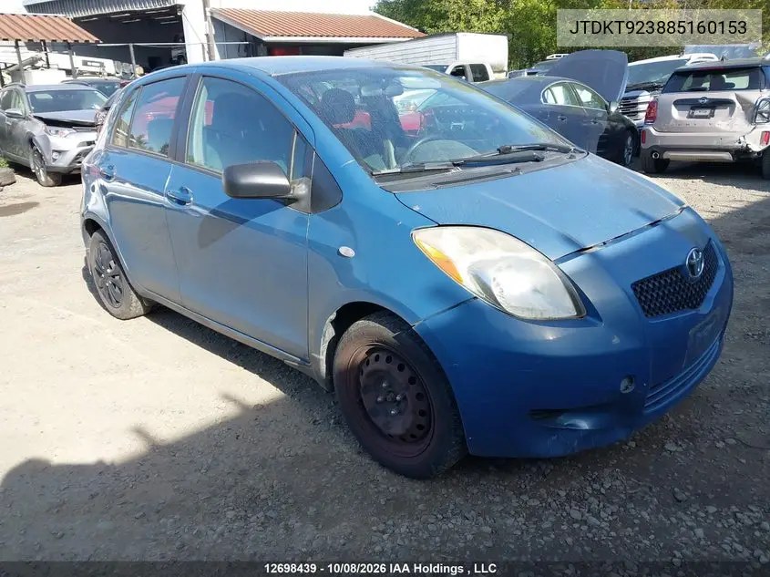 TOYOTA YARIS 2008, VIN JTDKT923885160153