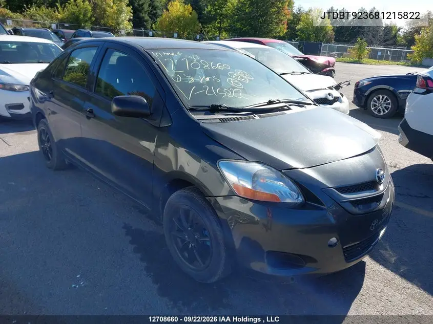 TOYOTA YARIS 2008, VIN JTDBT923681215822