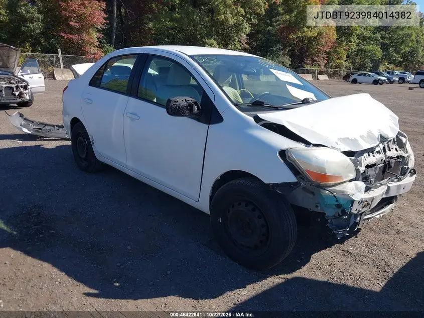 TOYOTA YARIS 2008, VIN JTDBT923984014382