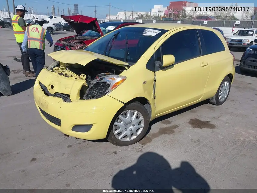 2009 TOYOTA YARIS VIN JTDJT903395248317 — фото 2