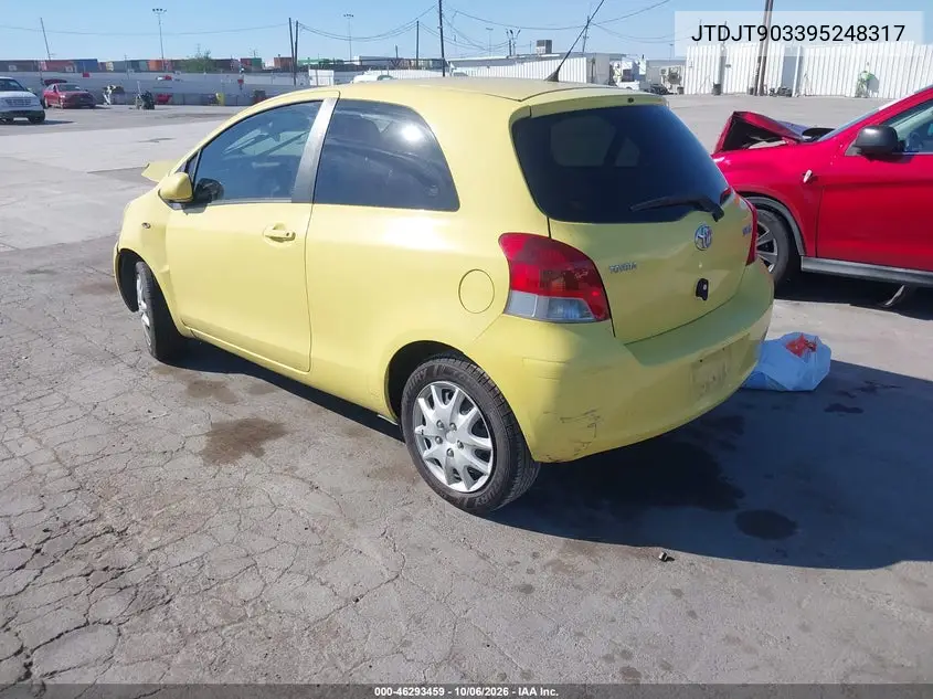 2009 TOYOTA YARIS VIN JTDJT903395248317 — фото 3