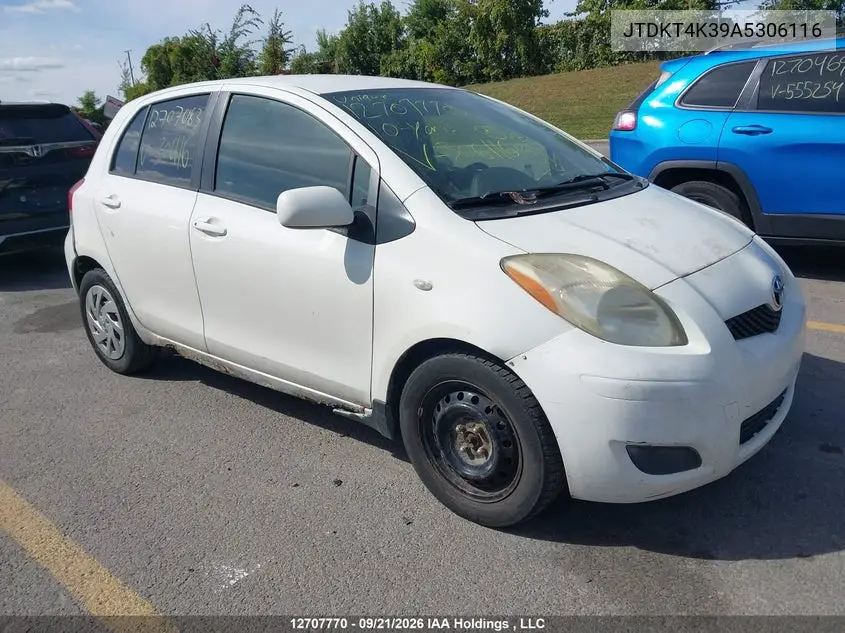 TOYOTA YARIS 2010, VIN JTDKT4K39A5306116