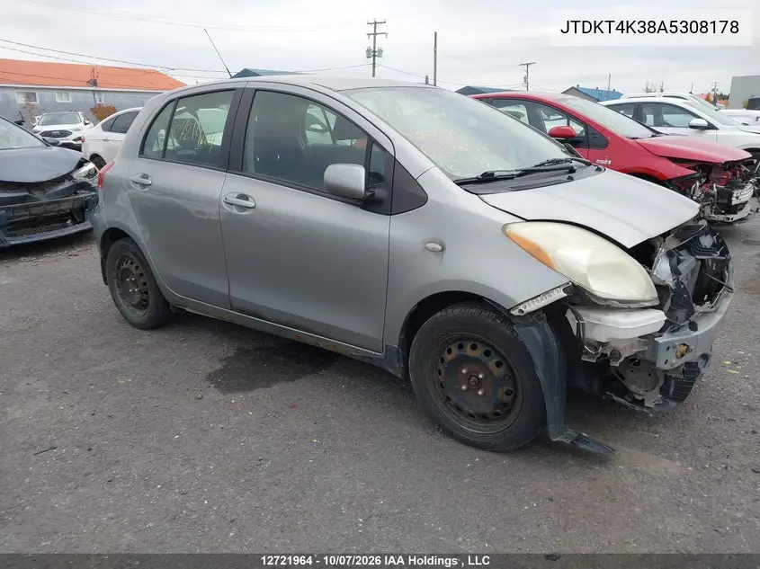 TOYOTA YARIS 2010, VIN JTDKT4K38A5308178
