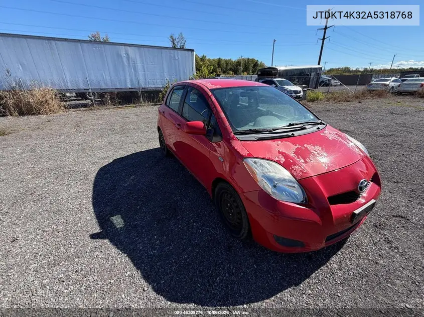 TOYOTA YARIS 2010, VIN JTDKT4K32A5318768