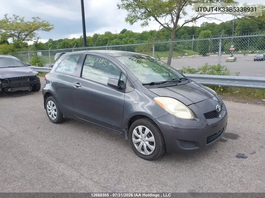 TOYOTA YARIS 2011, VIN JTDJT4K33B5338931