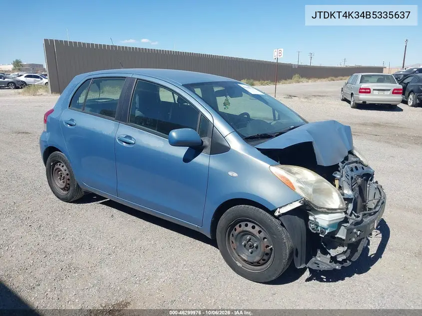TOYOTA YARIS 2011, VIN JTDKT4K34B5335637
