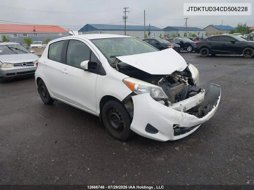 TOYOTA YARIS 2012, VIN JTDKTUD34CD506228