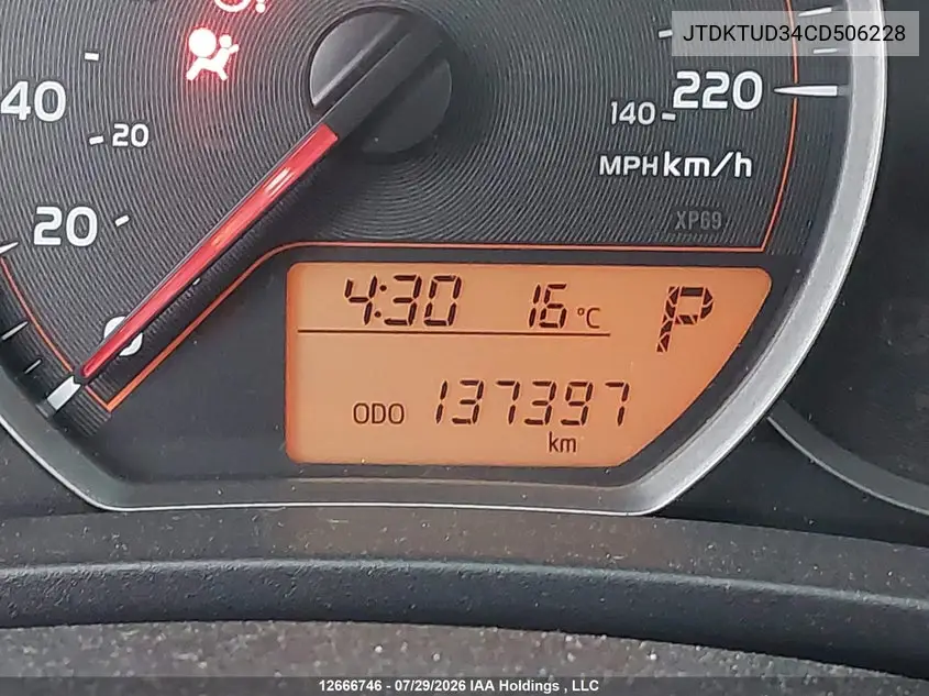2012 TOYOTA YARIS VIN JTDKTUD34CD506228 — фото 15