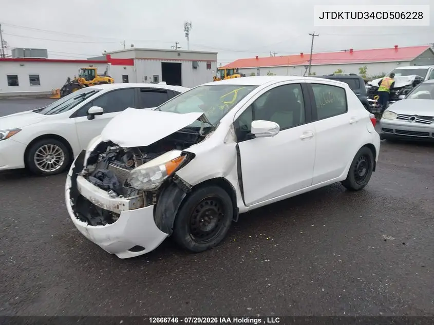 2012 TOYOTA YARIS VIN JTDKTUD34CD506228 — фото 2