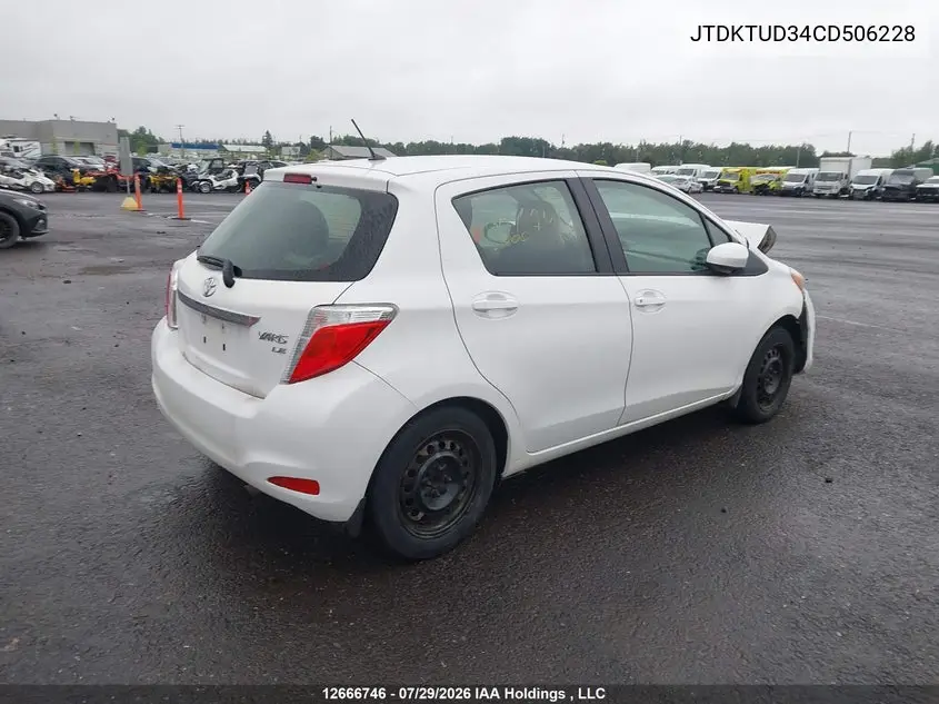 2012 TOYOTA YARIS VIN JTDKTUD34CD506228 — фото 4