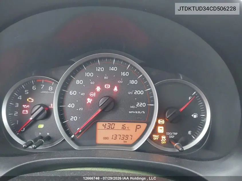 2012 TOYOTA YARIS VIN JTDKTUD34CD506228 — фото 7