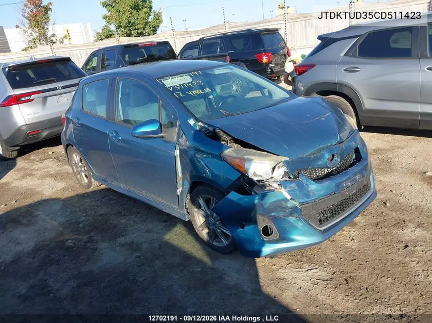 TOYOTA YARIS 2012, VIN JTDKTUD35CD511423