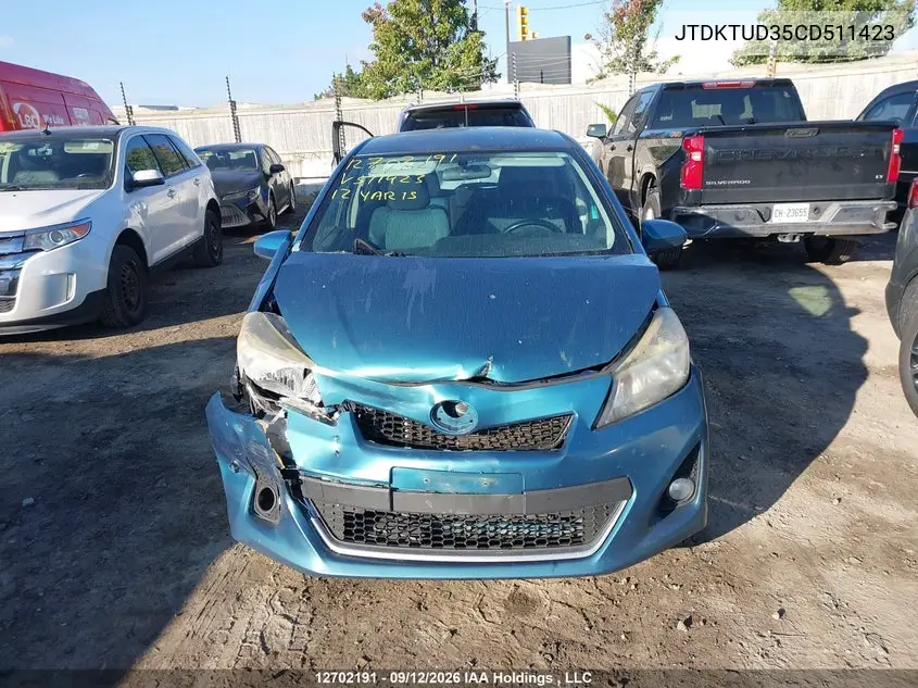 2012 TOYOTA YARIS VIN JTDKTUD35CD511423 — фото 12